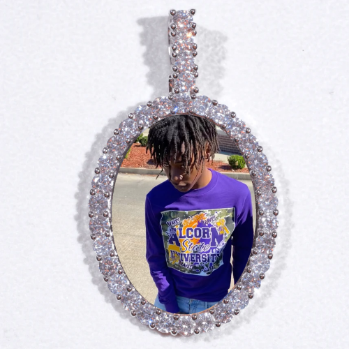 Large 3D Oval Custom Picture Pendant