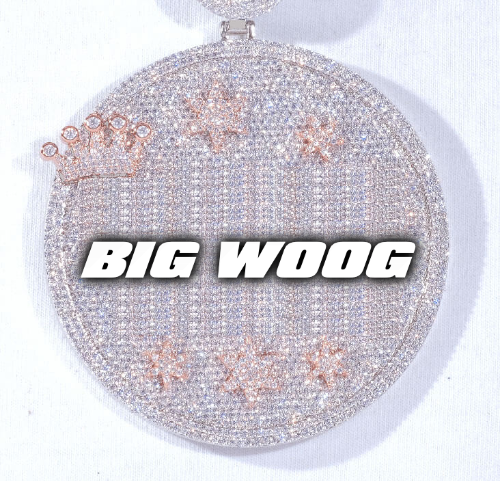 CUSTOM LETTER NECKLACE 3D BIG CROWN DISC