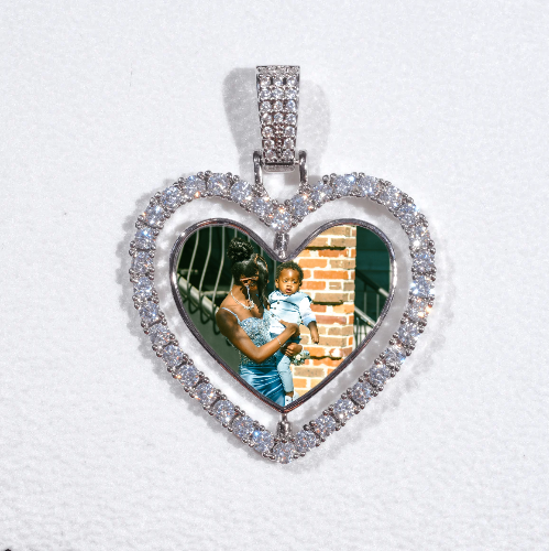 3D Spinning 2-Faced Heart Custom Picture Pendant