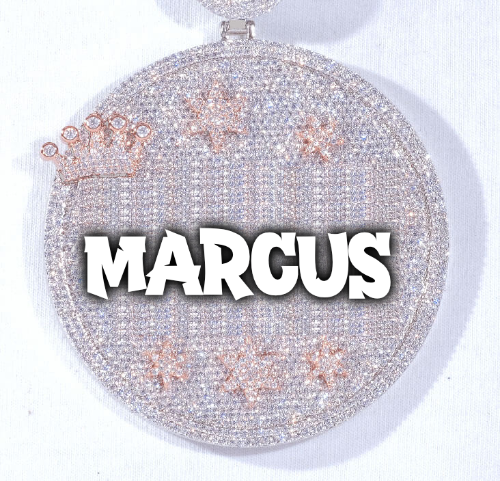 CUSTOM LETTER NECKLACE 3D BIG CROWN DISC