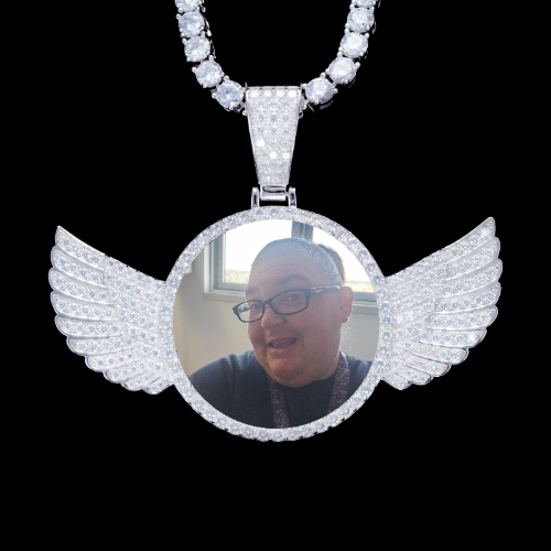 925S & VVS Moissanite 3D Wing Custom Picture Pendant