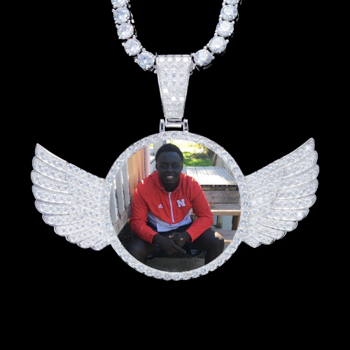 925S & VVS Moissanite 3D Wing Custom Picture Pendant