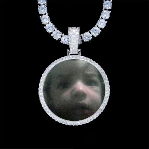 925S & VVS Moissanite 3D Circle Custom Picture Pendant