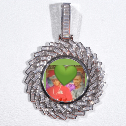 Large 3D Baguette Custom Picture Pendant