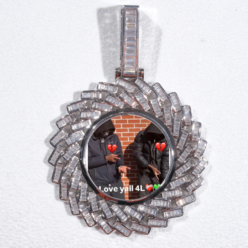 Large 3D Baguette Custom Picture Pendant
