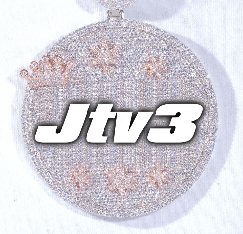 CUSTOM LETTER NECKLACE 3D BIG CROWN DISC