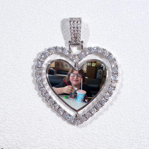 3D Spinning 2-Faced Heart Custom Picture Pendant