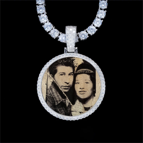 925S & VVS Moissanite 3D Circle Custom Picture Pendant