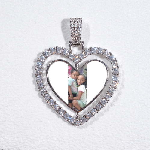 3D Spinning 2-Faced Heart Custom Picture Pendant