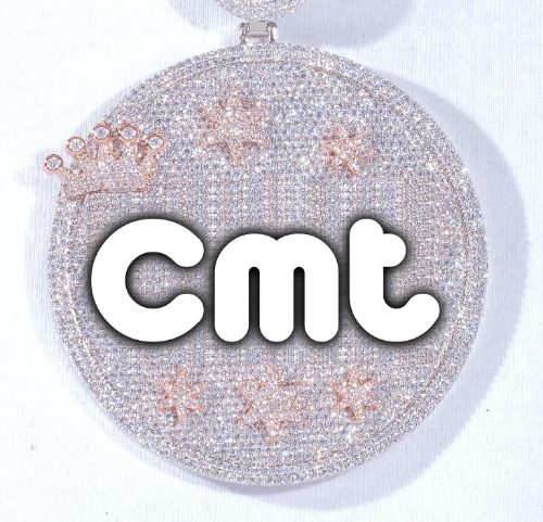 CUSTOM LETTER NECKLACE 3D BIG CROWN DISC