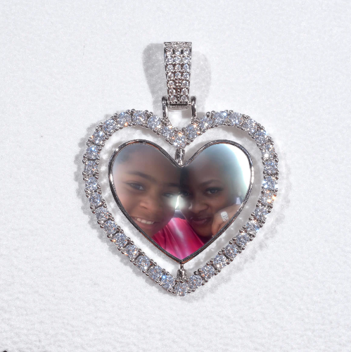 3D Spinning 2-Faced Heart Custom Picture Pendant