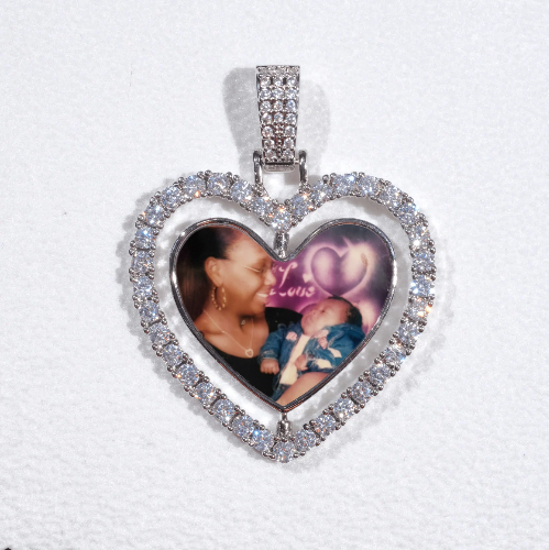 3D Spinning 2-Faced Heart Custom Picture Pendant