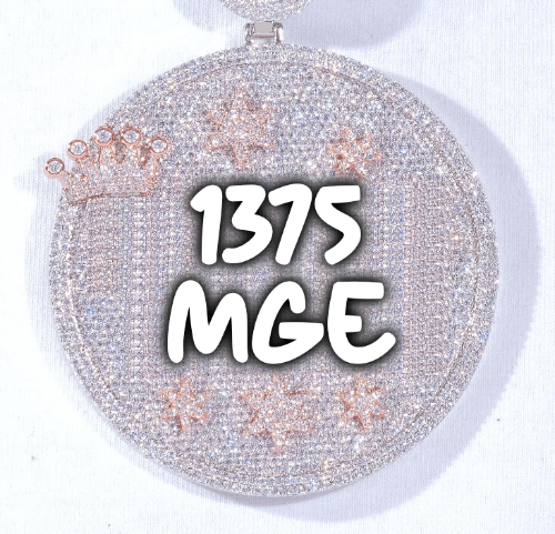 CUSTOM LETTER NECKLACE 3D BIG CROWN DISC