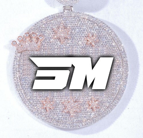 CUSTOM LETTER NECKLACE 3D BIG CROWN DISC
