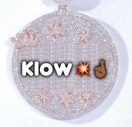 CUSTOM LETTER NECKLACE 3D BIG CROWN DISC