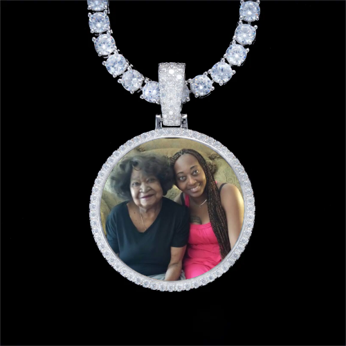 925S & VVS Moissanite 3D Circle Custom Picture Pendant