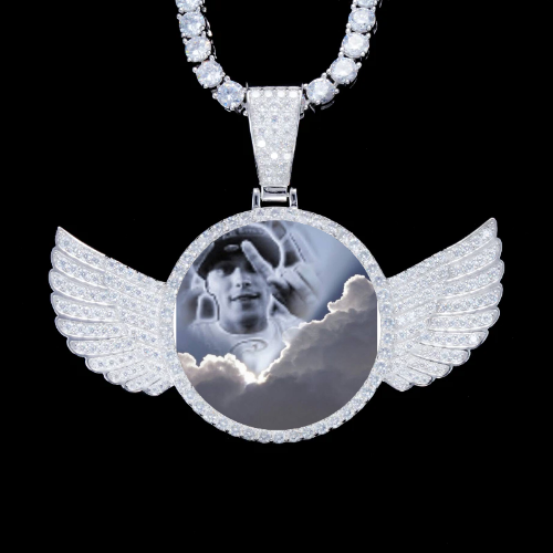 925S & VVS Moissanite 3D Wing Custom Picture Pendant