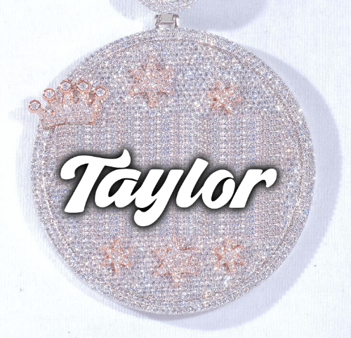 CUSTOM LETTER NECKLACE 3D BIG CROWN DISC