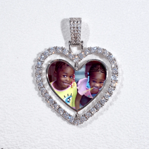3D Spinning 2-Faced Heart Custom Picture Pendant