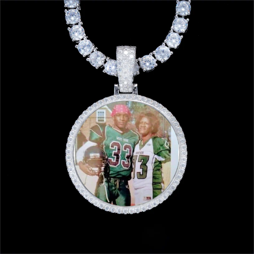 925S & VVS Moissanite 3D Circle Custom Picture Pendant