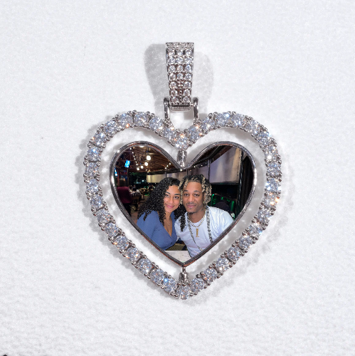 3D Spinning 2-Faced Heart Custom Picture Pendant