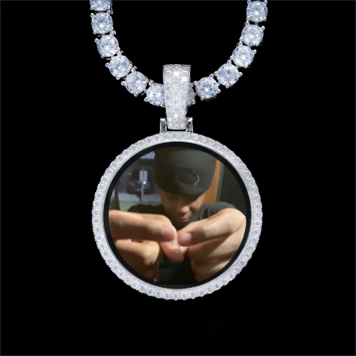 925S & VVS Moissanite 3D Circle Custom Picture Pendant