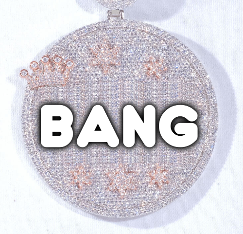 CUSTOM LETTER NECKLACE 3D BIG CROWN DISC