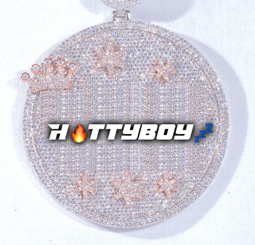 CUSTOM LETTER NECKLACE 3D BIG CROWN DISC
