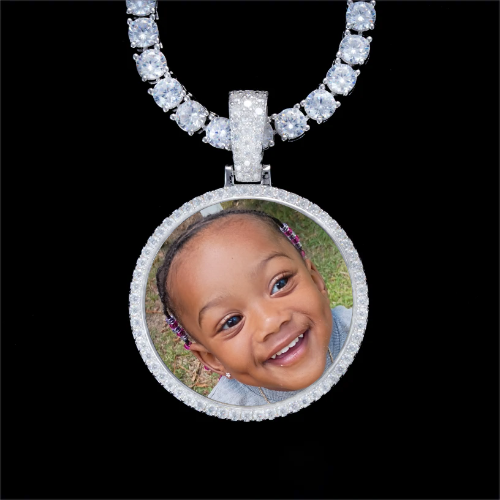 925S & VVS Moissanite 3D Circle Custom Picture Pendant
