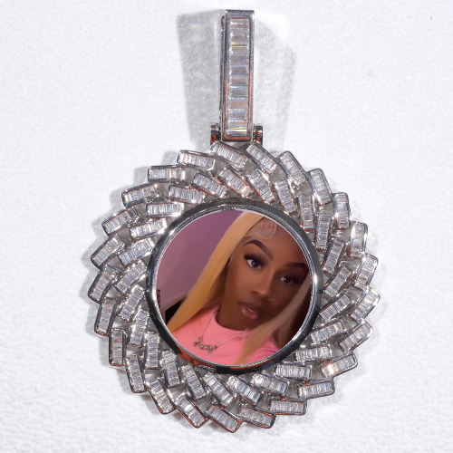 Large 3D Baguette Custom Picture Pendant