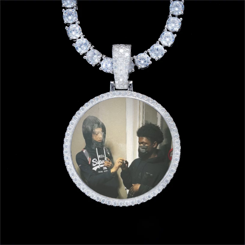 925S & VVS Moissanite 3D Circle Custom Picture Pendant