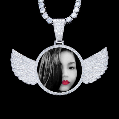 925S & VVS Moissanite 3D Wing Custom Picture Pendant