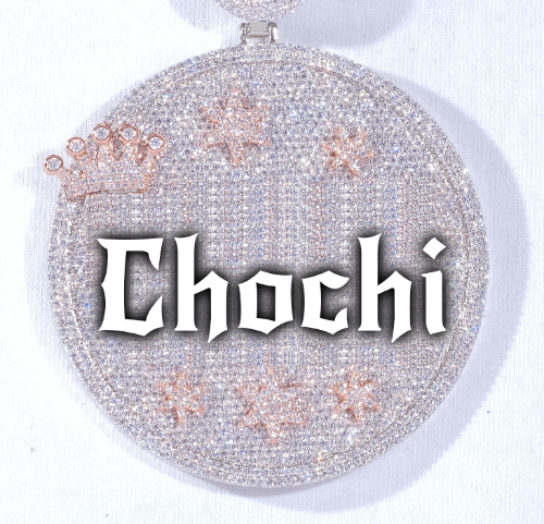 CUSTOM LETTER NECKLACE 3D BIG CROWN DISC