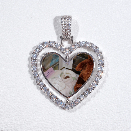 3D Spinning 2-Faced Heart Custom Picture Pendant