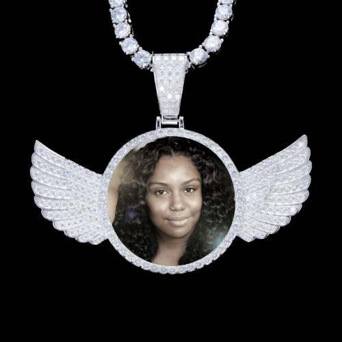 925S & VVS Moissanite 3D Wing Custom Picture Pendant