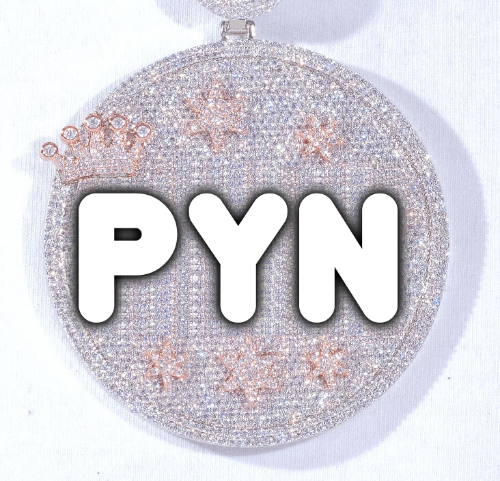 CUSTOM LETTER NECKLACE 3D BIG CROWN DISC