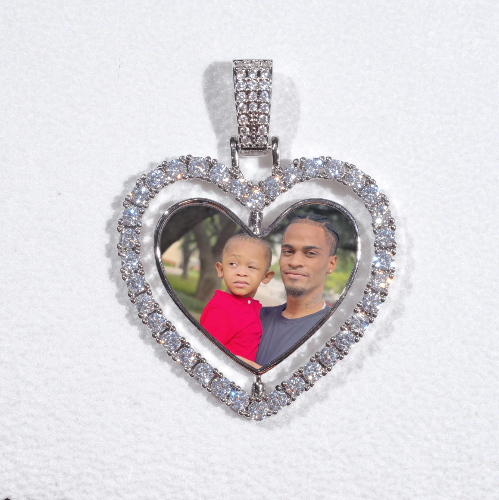 3D Spinning 2-Faced Heart Custom Picture Pendant