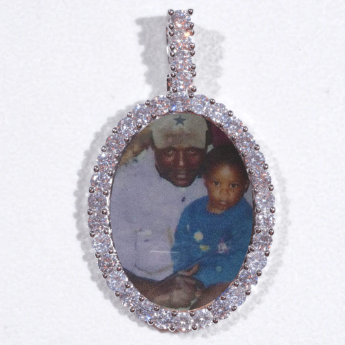 Large 3D Oval Custom Picture Pendant