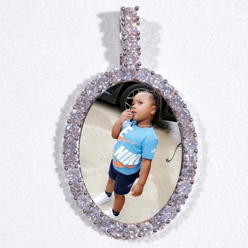 Large 3D Oval Custom Picture Pendant