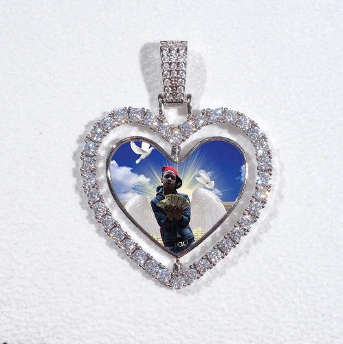 3D Spinning 2-Faced Heart Custom Picture Pendant
