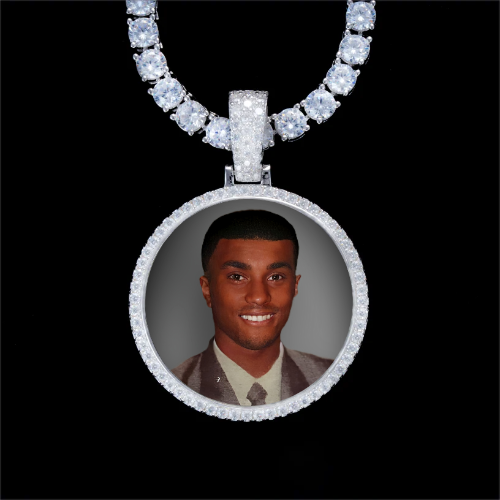 925S & VVS Moissanite 3D Circle Custom Picture Pendant