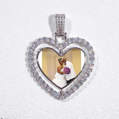 3D Spinning 2-Faced Heart Custom Picture Pendant