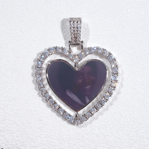 3D Spinning 2-Faced Heart Custom Picture Pendant