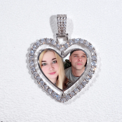 3D Spinning 2-Faced Heart Custom Picture Pendant
