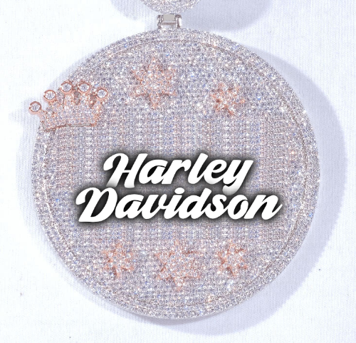 CUSTOM LETTER NECKLACE 3D BIG CROWN DISC