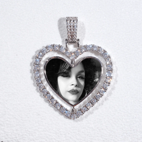 3D Spinning 2-Faced Heart Custom Picture Pendant