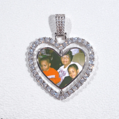 3D Spinning 2-Faced Heart Custom Picture Pendant