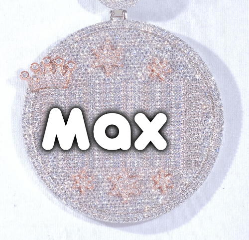 CUSTOM LETTER NECKLACE 3D BIG CROWN DISC