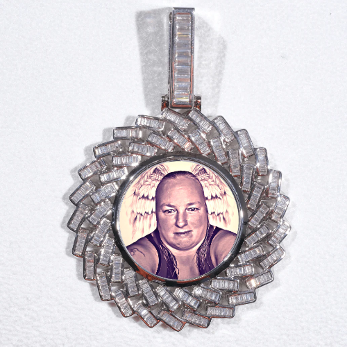 Large 3D Baguette Custom Picture Pendant