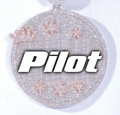 CUSTOM LETTER NECKLACE 3D BIG CROWN DISC
